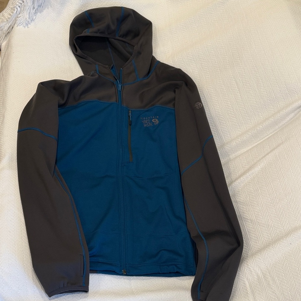 Mountain Hardwear Men's Performance Polartec Full-Zip Hoodie in Blue and Gray